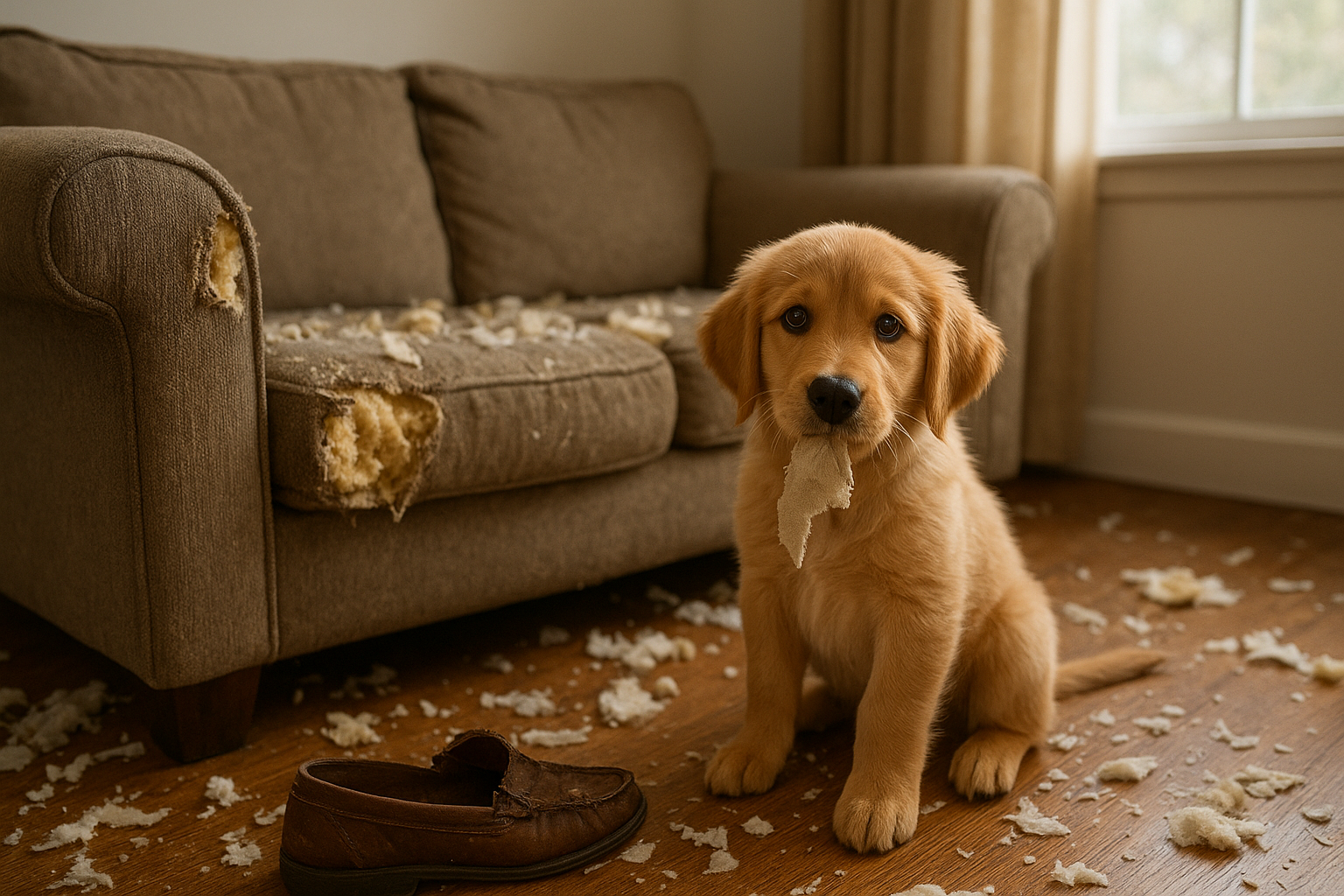 Cão destruindo a casa